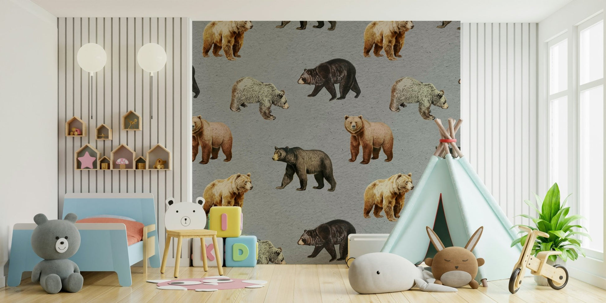 Gentle forest animal mural wallpaper

