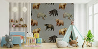 Gentle forest animal mural wallpaper

