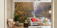 Tranquil forest canal wall covering

