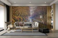 Forest Canal Escape wall mural design

