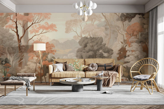 Forest colorful trees wallpaper mural for a vibrant, nature-inspired look. DTIL31