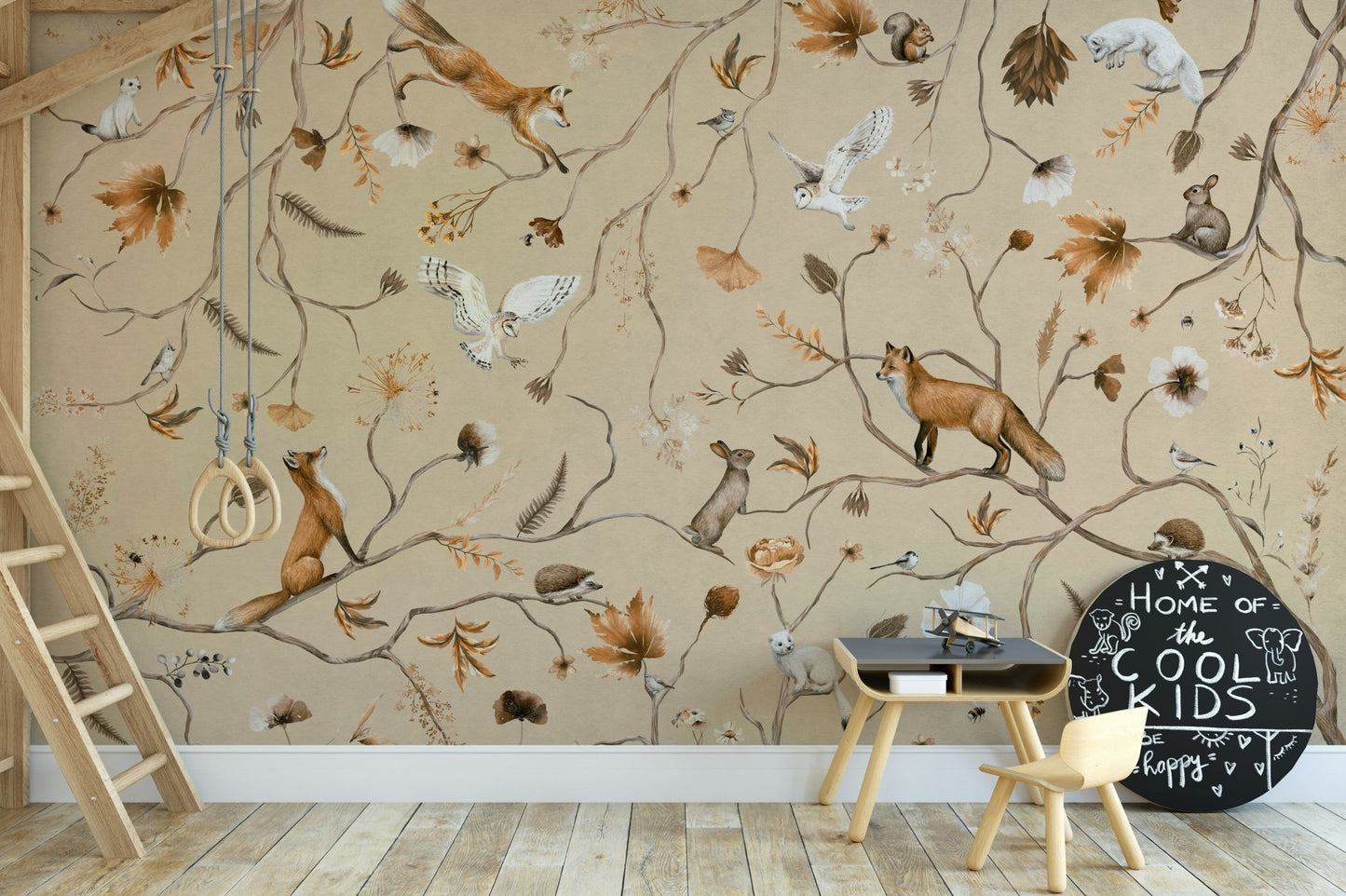 A beautiful modern art wall mural of a peaceful forest., GD5108