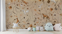 A graceful subtle creature wall mural in cool, natural tones.

