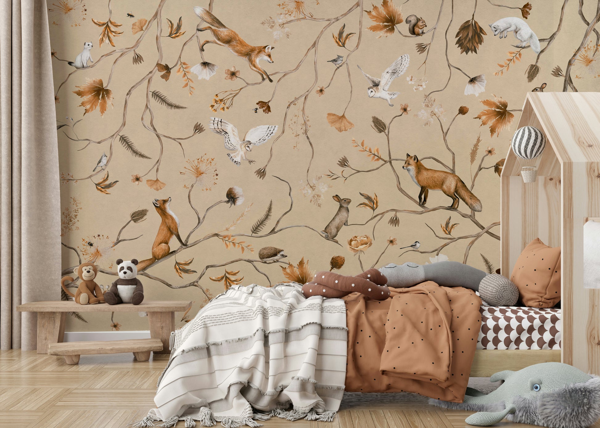 A contemplative wild animal wallpaper mural for a feature wall.

