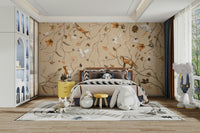 A serene woodland creature wall mural for your decor.

