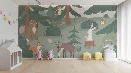 Forest fables wallpaper for a magical kids' room adventure. C394