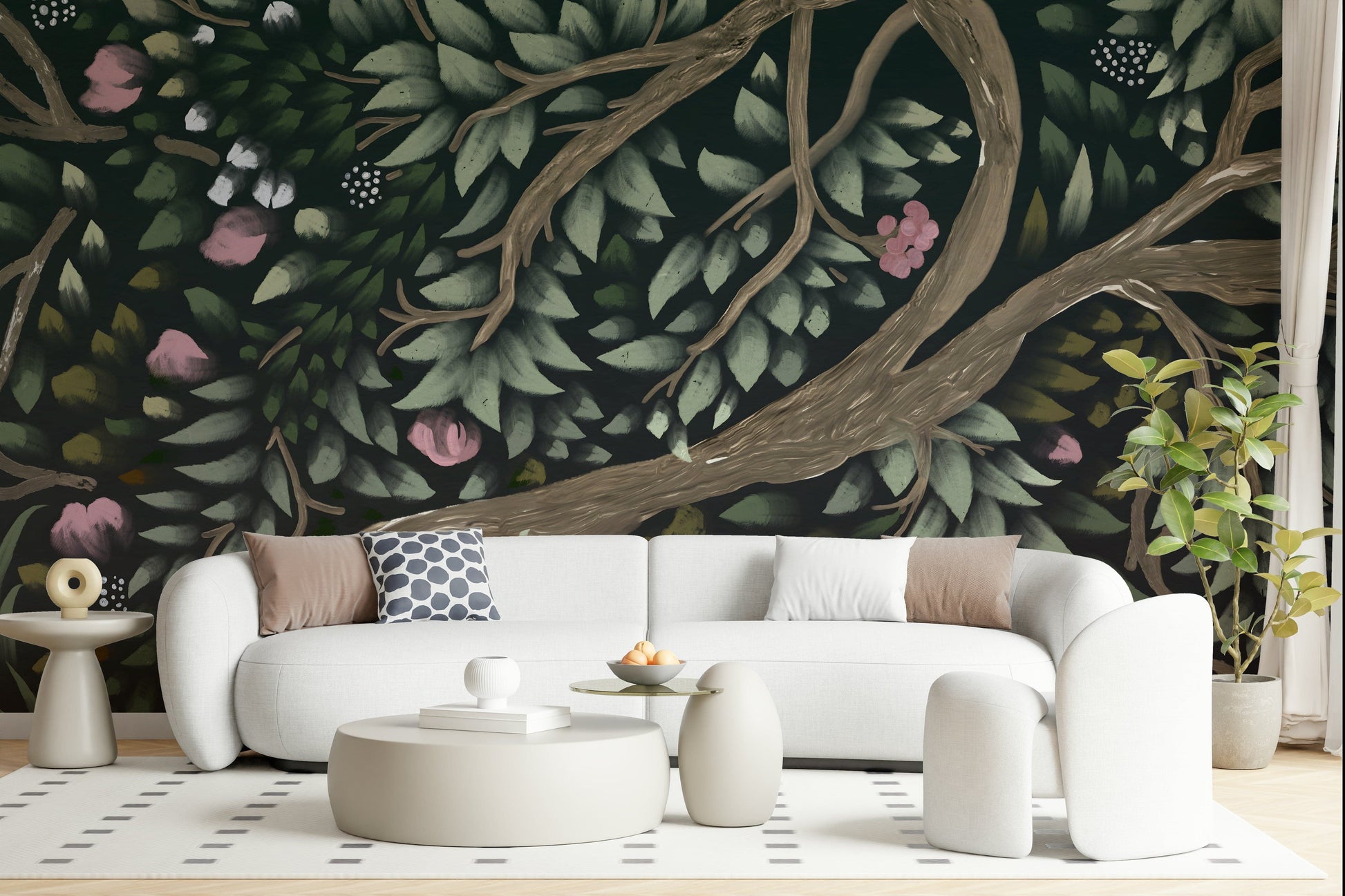 Biophilic design Forest's Embrace wall mural for wellness rooms.