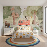Kids room with Forest Fire Fighter wall mural and woodland scene, GD9176