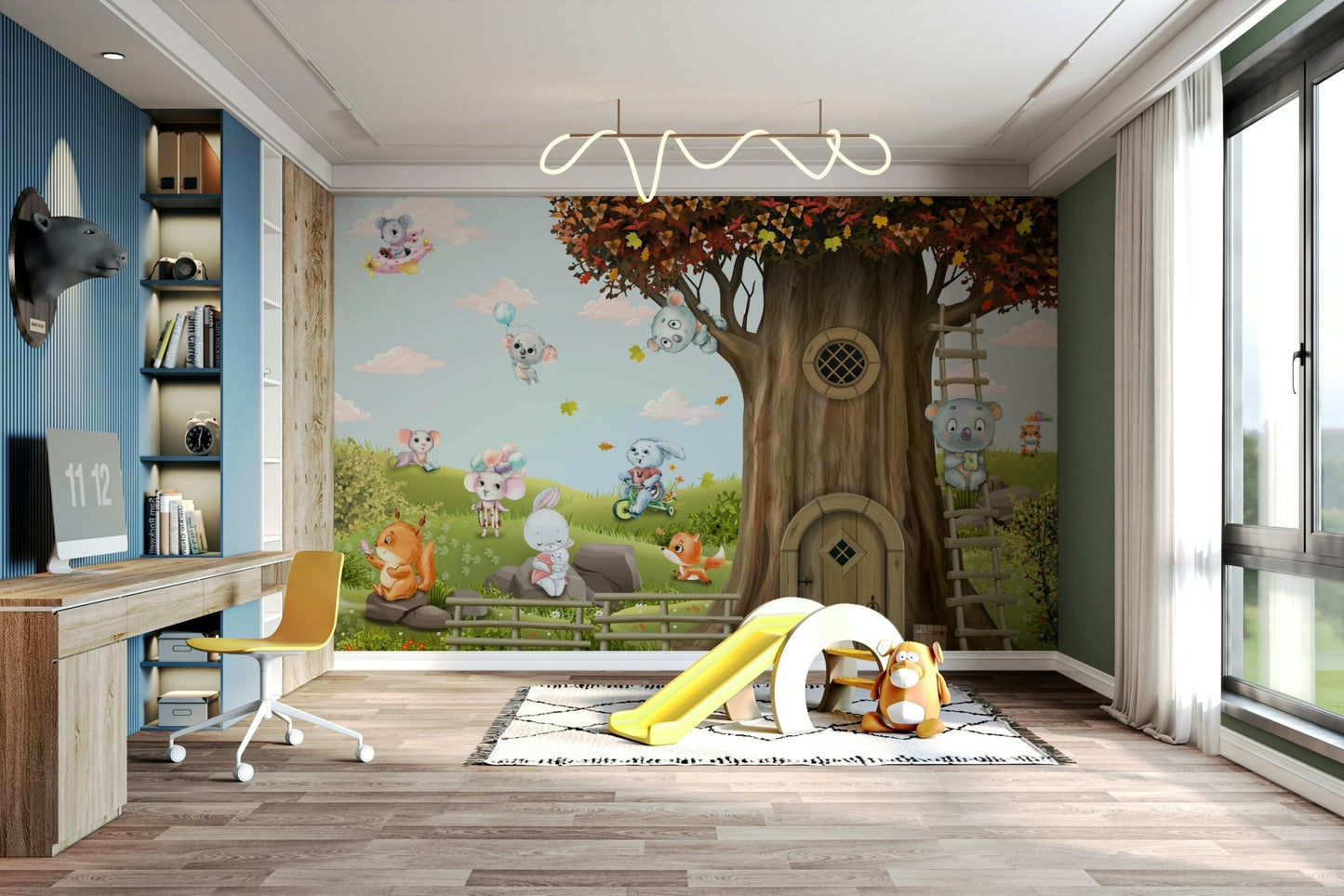The composition is balanced and has a playful, yet serene feel.
