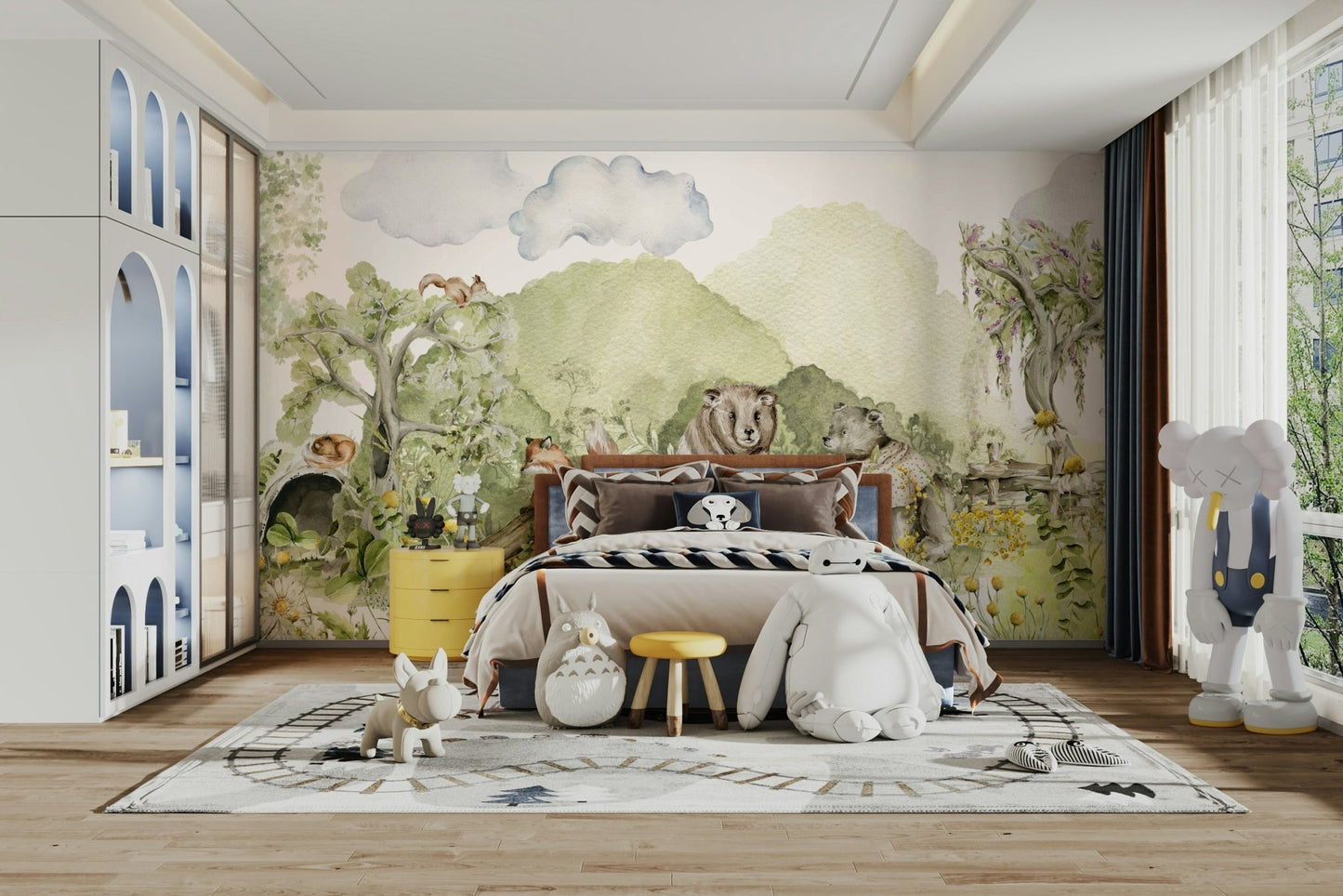 Beautiful forest animals wall design for nurseries.

