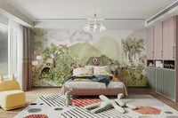 Adorable woodland creatures mural for nursery walls.

