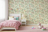 Forest Friends Forever, playful bear and hedgehog wallpaper, delightful baby room decor.