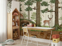 A contemplative playful animal wallpaper mural for a feature wall., GD5105