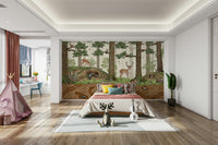 A peaceful woodland view mural on decorative wallpaper., GD5105
