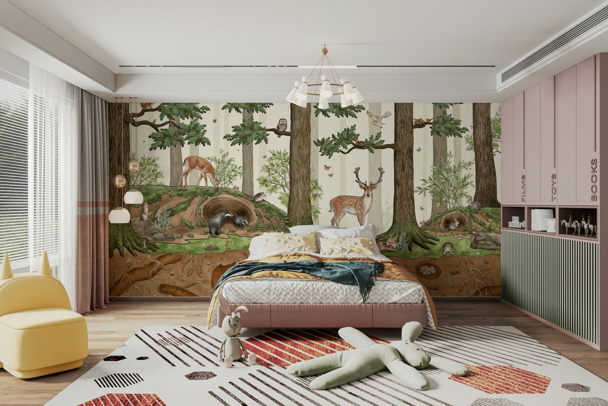 A calming animal design wallpaper mural that defines a space., GD5105