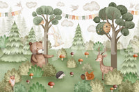 Forest Friends Mural wall mural with organic textures in a modern foyer.