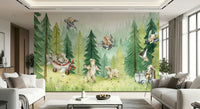 Forest Friends Take Flight Wall Mural baby bear playing