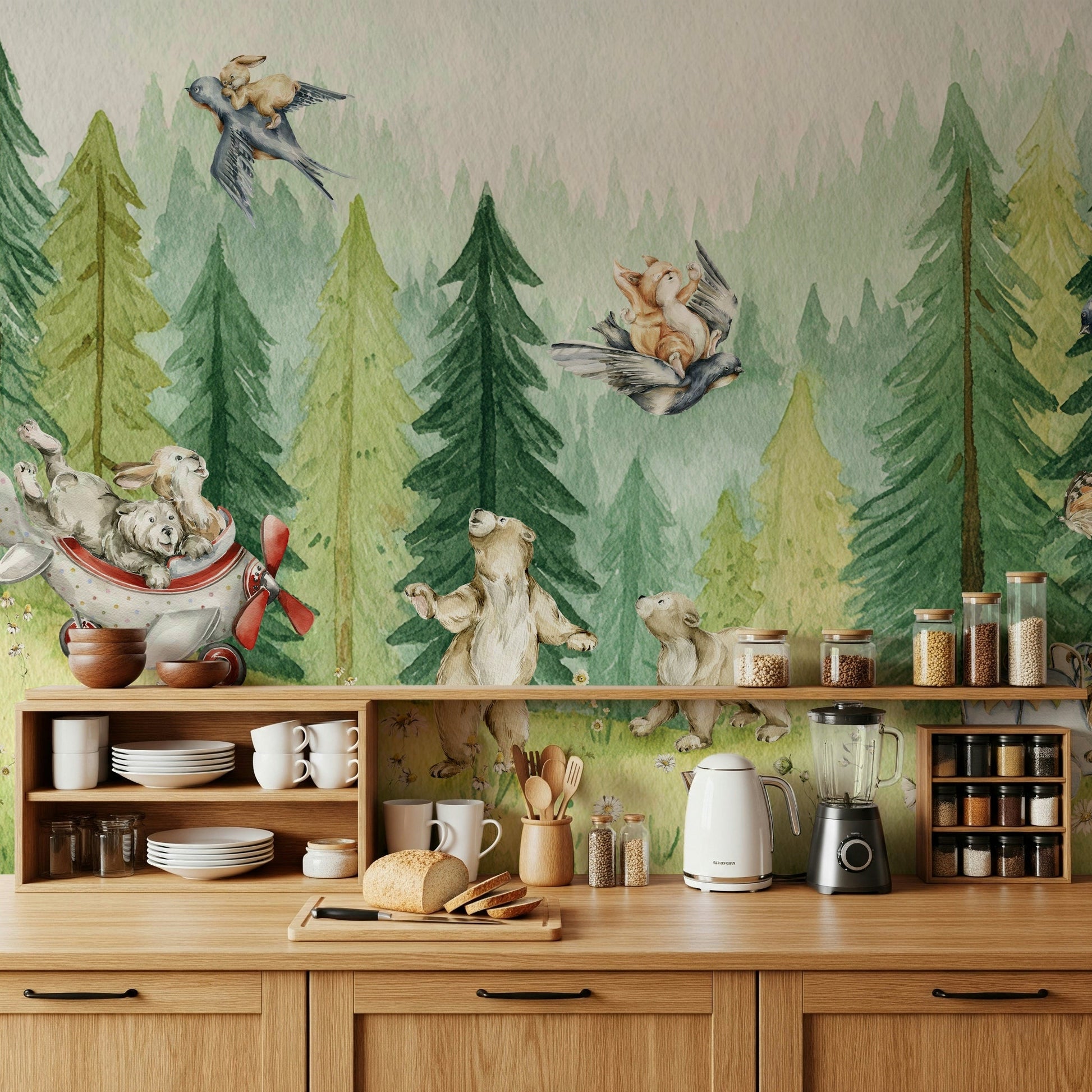 Charming kids room wallpaper Forest Friends Take Flight Wall Mural
