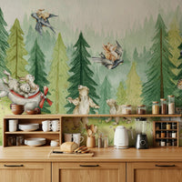 Charming kids room wallpaper Forest Friends Take Flight Wall Mural