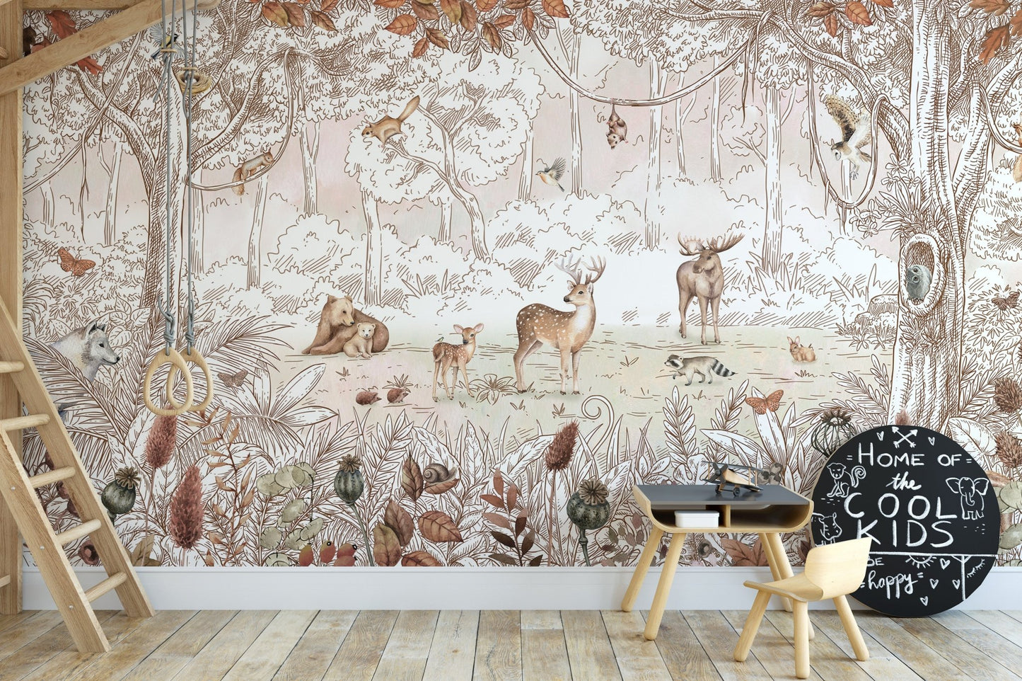 Autumn Forest Friends Wallpaper Mural - Giffywalls