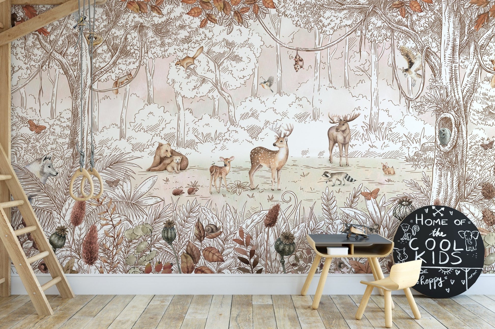 Autumn Forest Friends Wallpaper Mural - Giffywalls