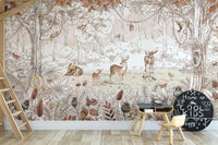 Autumn Forest Friends Wallpaper Mural - Giffywalls
