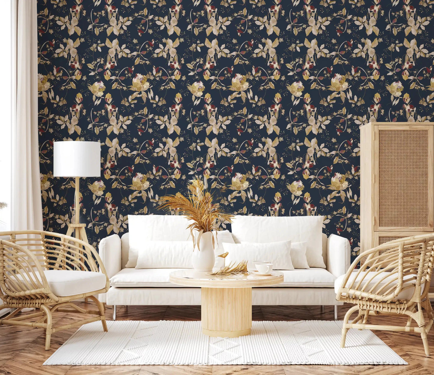Trailing blossoms define Forest Green Floral Trail Wallpaper beautifully, GD9476