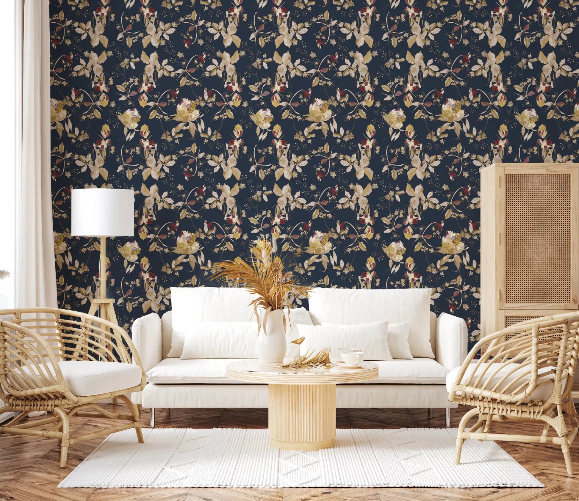 Trailing blossoms define Forest Green Floral Trail Wallpaper beautifully, GD9476