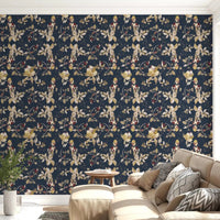 Cozy hallway styled in Forest Green Floral Trail Wallpaper with branch detail, GD9476