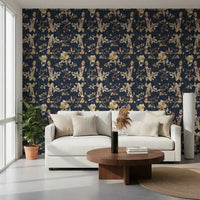 Deep green tones enrich Forest Green Floral Trail Wallpaper with contrast, GD9476