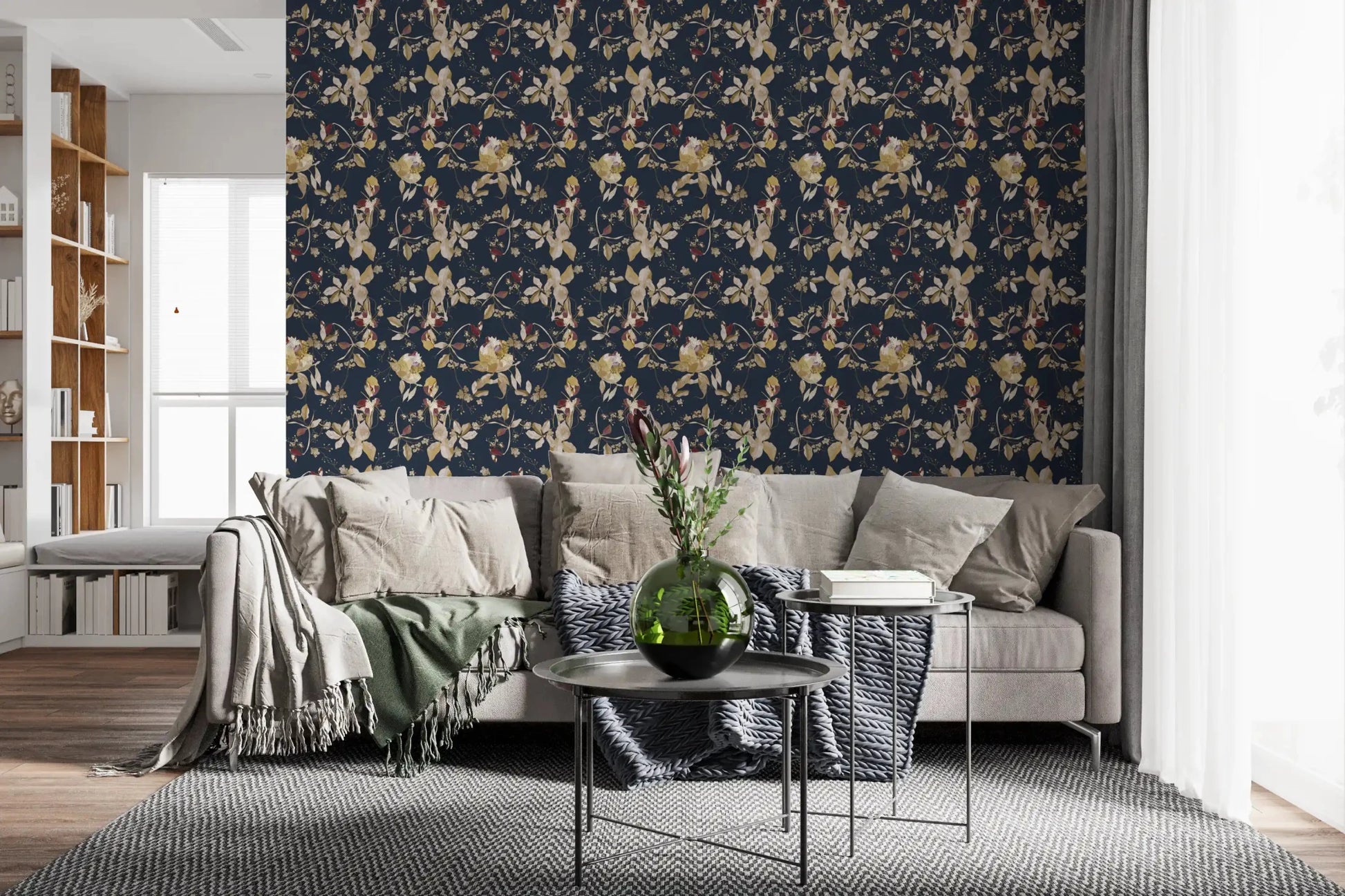 Vintage garden styling marks Forest Green Floral Trail Wallpaper gracefully, GD9476