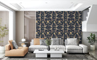 Cream floral accents lift Forest Green Floral Trail Wallpaper clearly, GD9476
