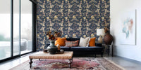 Fine vine detail shapes Forest Green Floral Trail Wallpaper softly, GD9476