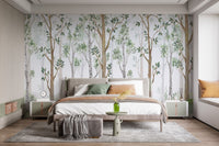 Forest Green Watercolor Wallpaper Mural - Giffywalls