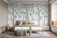 Forest Green Watercolor Wallpaper Mural - Giffywalls