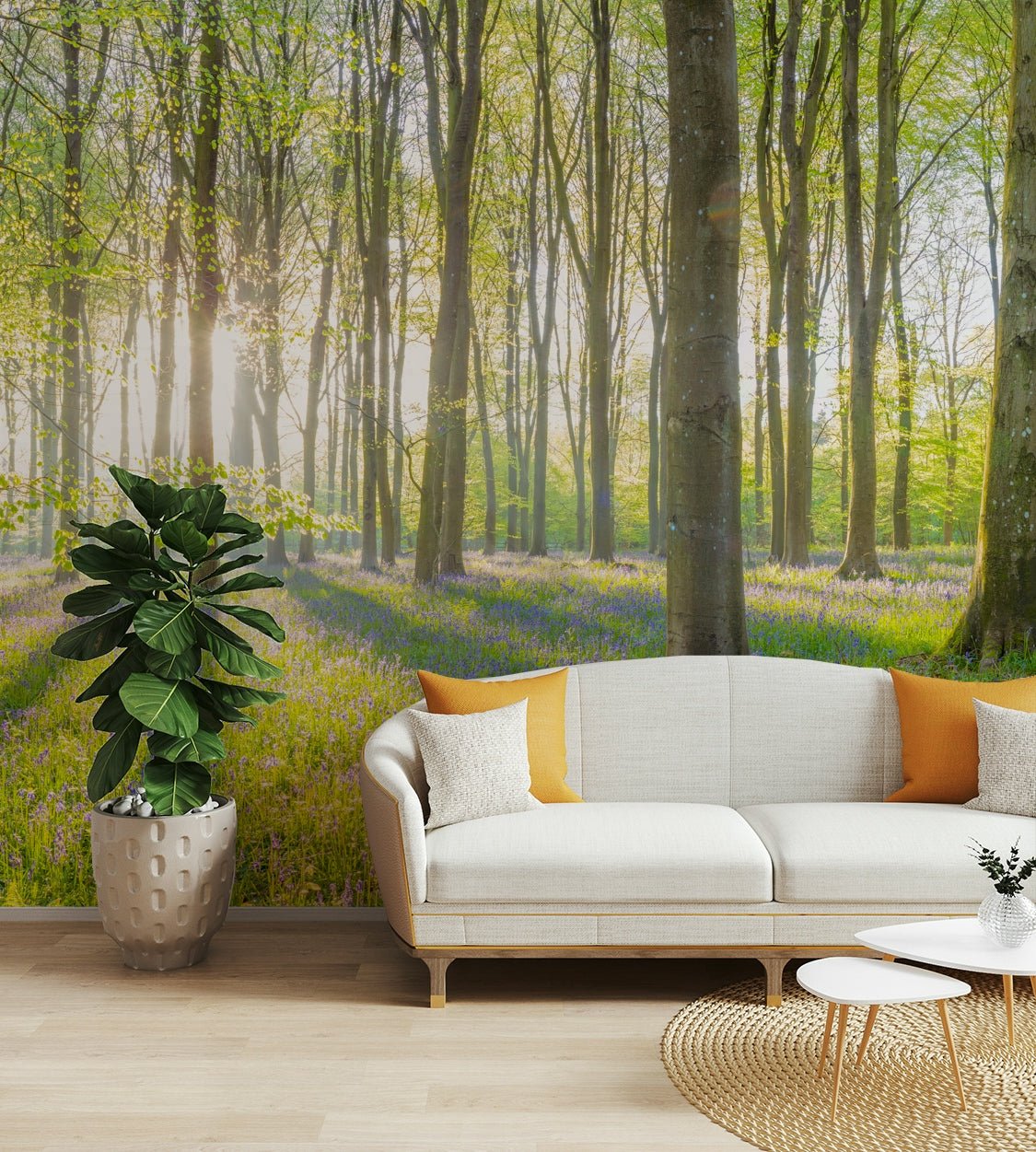 Calm woodland wallpaper for interiors

