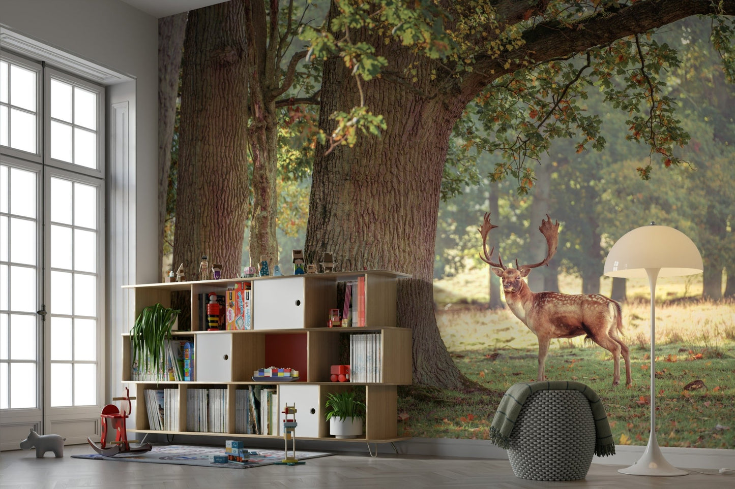 A calming forest design wallpaper mural that defines a space., GD4628