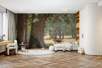 An artistic forest animal mural on scenic wallpaper., GD4628