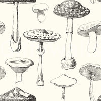 Ivory Sketch wallpaper showing Forest Mushroom motif spacing, GD9329