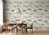 Dining room featuring Forest Mushroom Sketch wallpaper on cream, GD9329