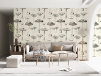 Calm surface look from Forest Mushroom Sketch wallpaper design, GD9329