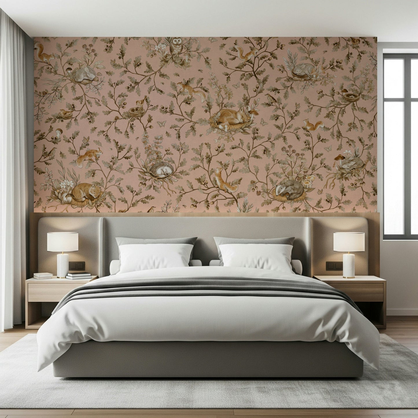 Calming ethereal woods pattern Forest Nap Wall Mural enhancing a peaceful interior.