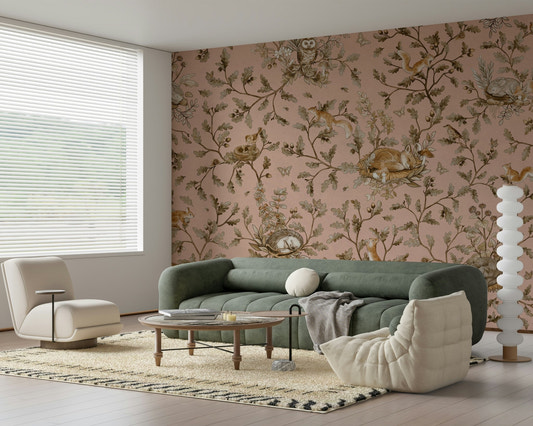 Forest Nap Wall Mural dreamy woodland scene living room decorative surface.