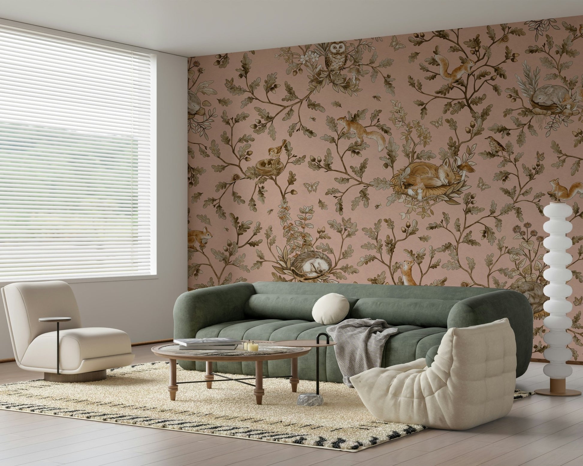 Forest Nap Wall Mural dreamy woodland scene living room decorative surface.