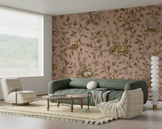 Forest Nap Wall Mural dreamy woodland scene living room decorative surface.