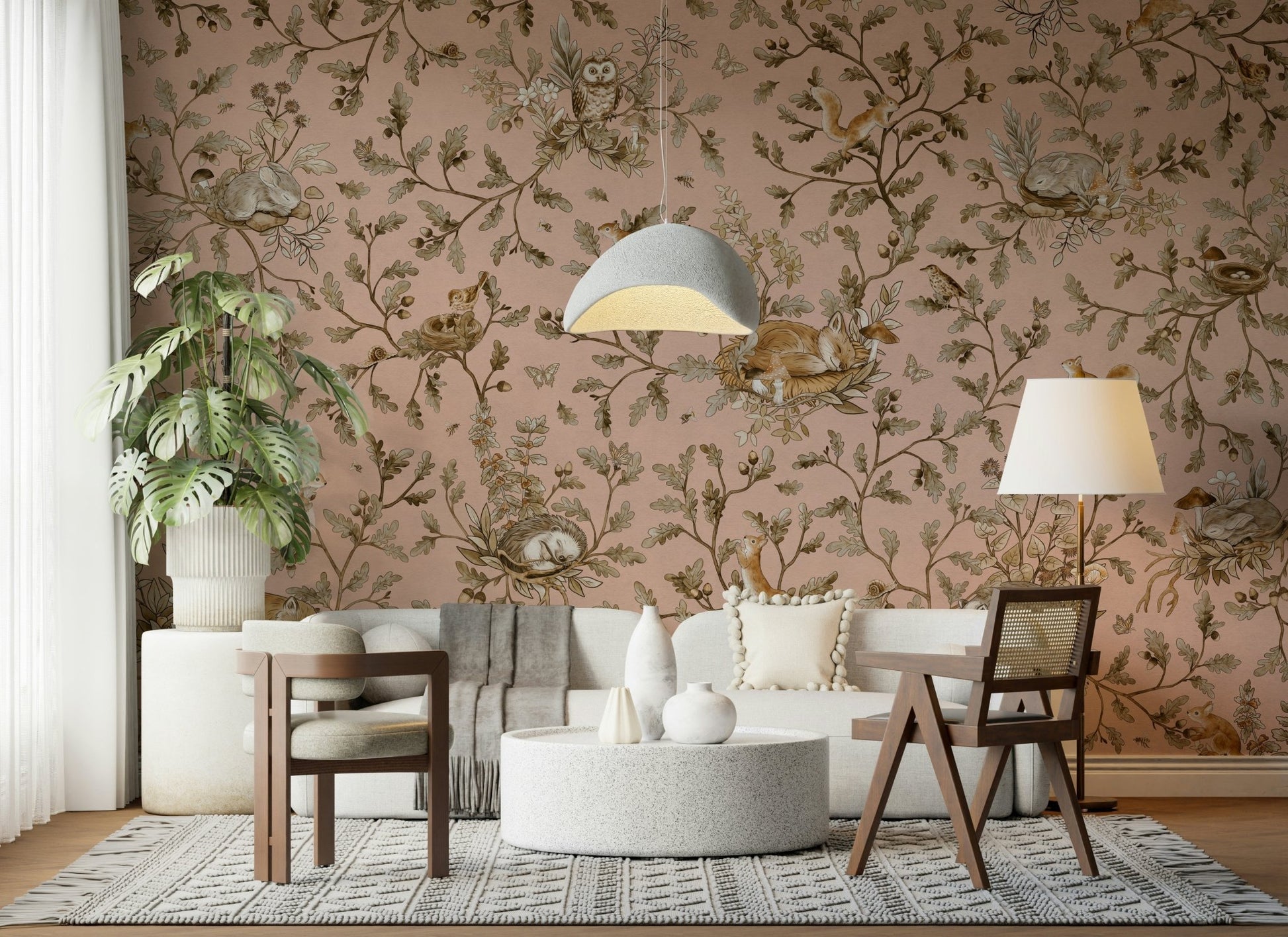 Peaceful woods landscape Forest Nap Wall Mural accenting a quiet reading area.