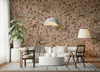 Peaceful woods landscape Forest Nap Wall Mural accenting a quiet reading area.