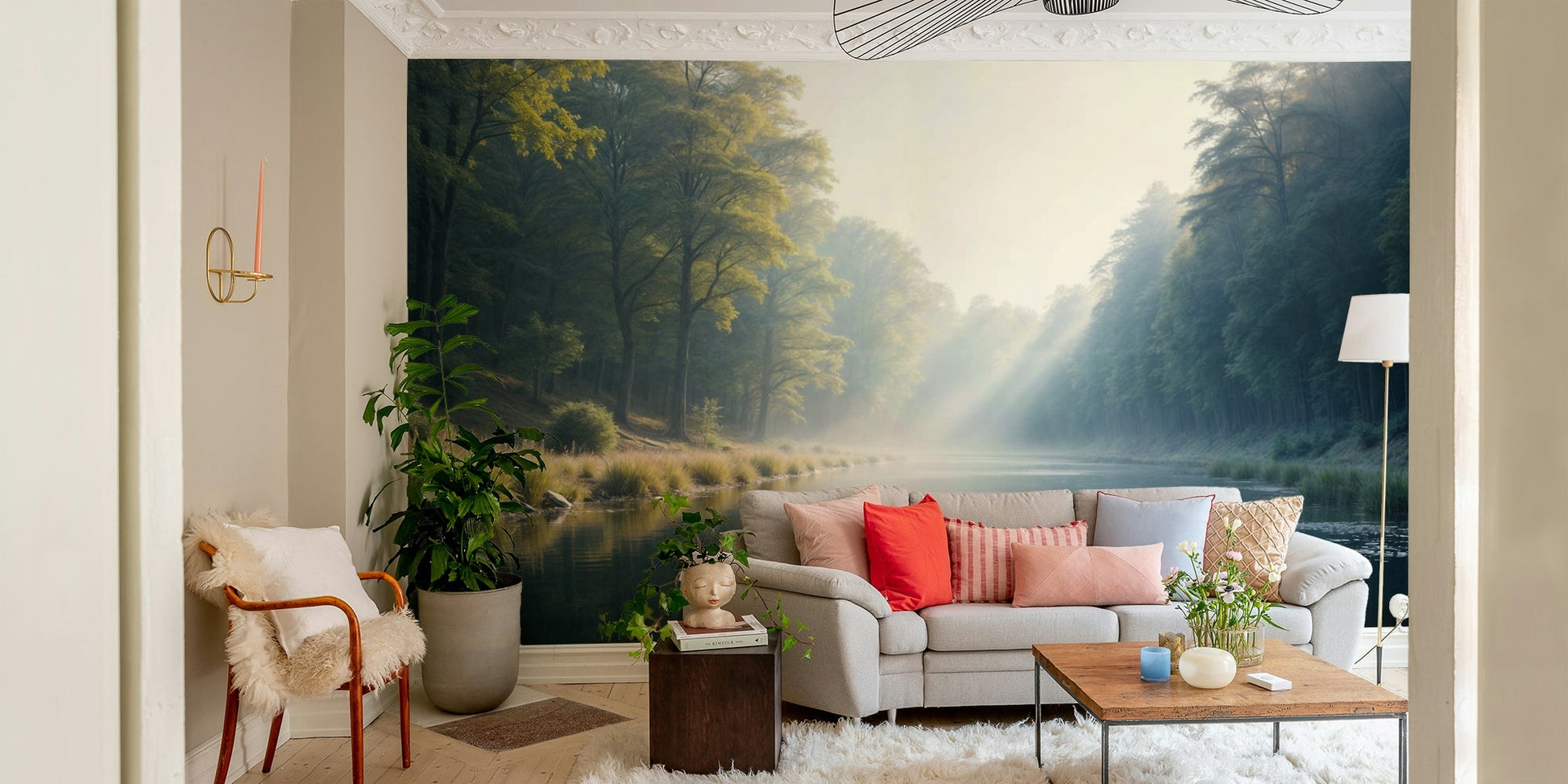 Morning light in forest stream

