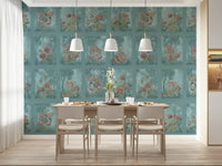Elegant forest rose dreams wallpaper in a minimalist dining space