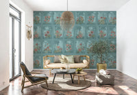 Artistic floral forest wall covering for a boutique salon space